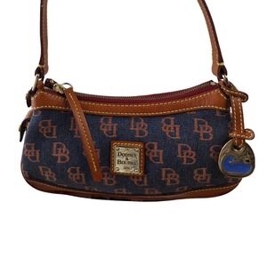 Dooney & Bourke Monogram Denim Baguette Shoulder Bag Blue Orange K0916563